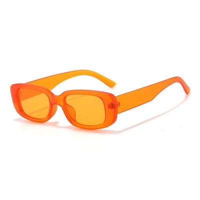 IKANOO Retro Rectangle Sunglasses for Women Men Small Square Frame Trendy Y2K 90s Black Sunglasses (Orange)
