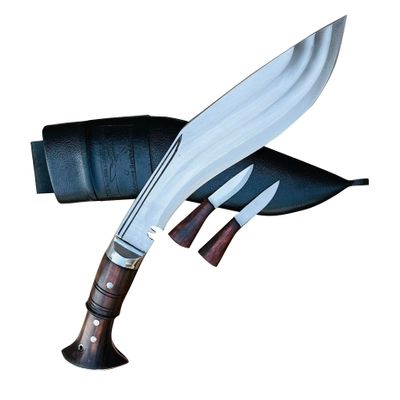 EGKH-Authentic Handmade Khukuri-12 Inch 3 Fuller Kukri Survival Knife, Military Hunting Survival Fixed Blade Leather Knife-Hand made In Nepal
