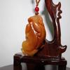 2.1" China Certified Nature Gold Silk Jade Wealth Pixiu Hand Carved Necklace Pendants 2305 view 3