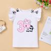My 3rd Birthday Cow Tutu Skirt & Headband - Toddler Girl Cake Smash Outfit - Farm Animal Birthday Party Supplies - Moo Moo I'm Three White view 2