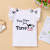 Cow Third Birthday Girl Outfit - Toddler Kids T-shirt, Tutu Skirt, Headband - Cake Smash Photoshoot - Baby Cows Print - My 3rd Birthday Farm Animals Party Supplies - Moo Moo I'm Three Pink view 2