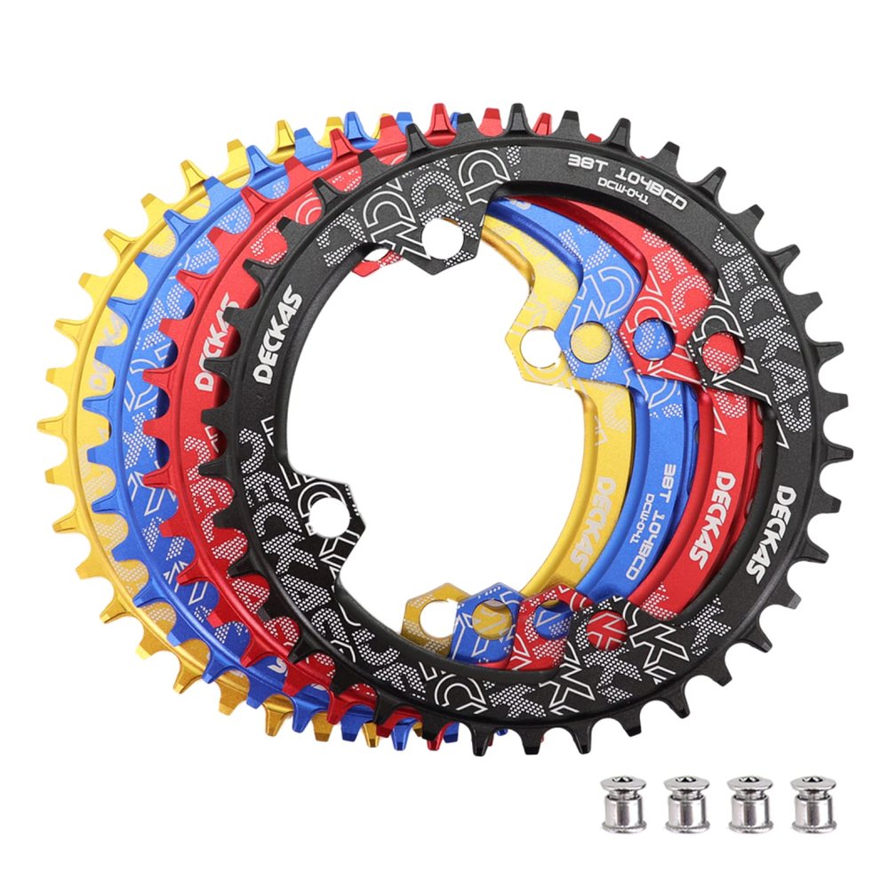 DJC Bike Chainring 104mm BCD Round/Oval MTB 104BCD 7/8/9/10/11/12 Speed Narrow Wide Tooth Aluminum 7075 Super Lightweight 30T 32T 34T 36T 38T 40 42 DH XC Trail Fat Bike ebike (1# Round Black, 52T)