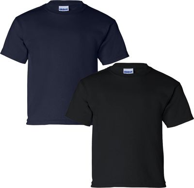 Gildan Youth Ultra Cotton T-Shirt, Style G2000B, 2-Pack Navy/Black