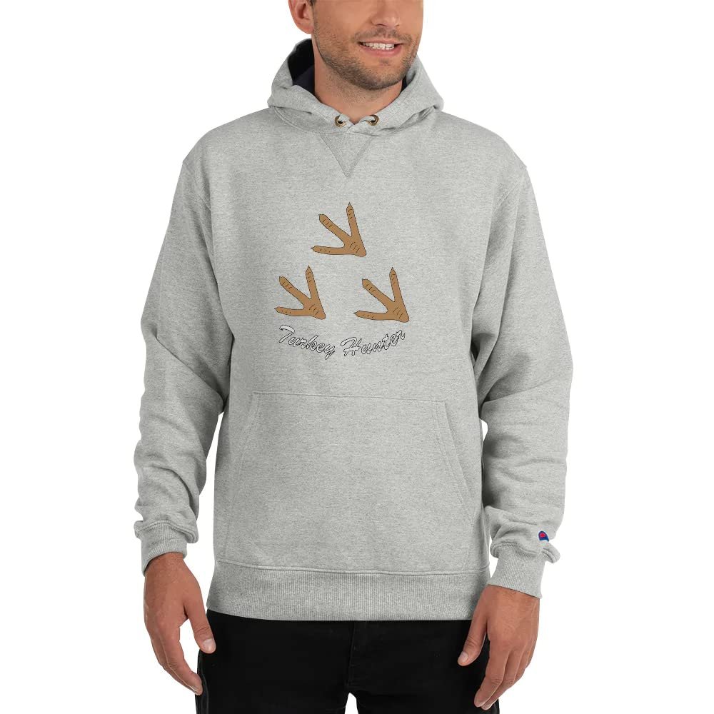Mens Turkey Hunting Hoodie - Three Turkey Tracks Light Steel M