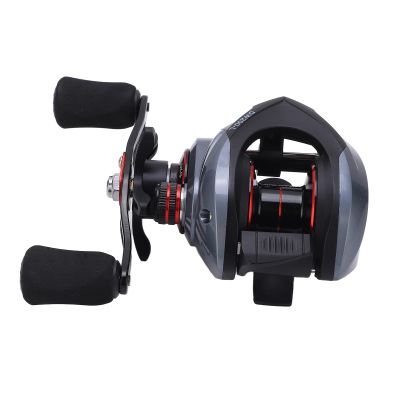 7.2:1 Baitcasting Reel, Red Double Braking System Baitcasting Reel Long Throw Accurate for Outdoor Left Hand