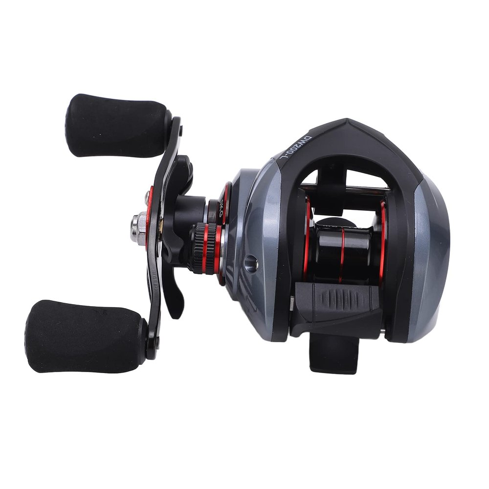 7.2:1 Baitcasting Reel, Red Double Braking System Baitcasting Reel Long Throw Accurate for Outdoor Left Hand