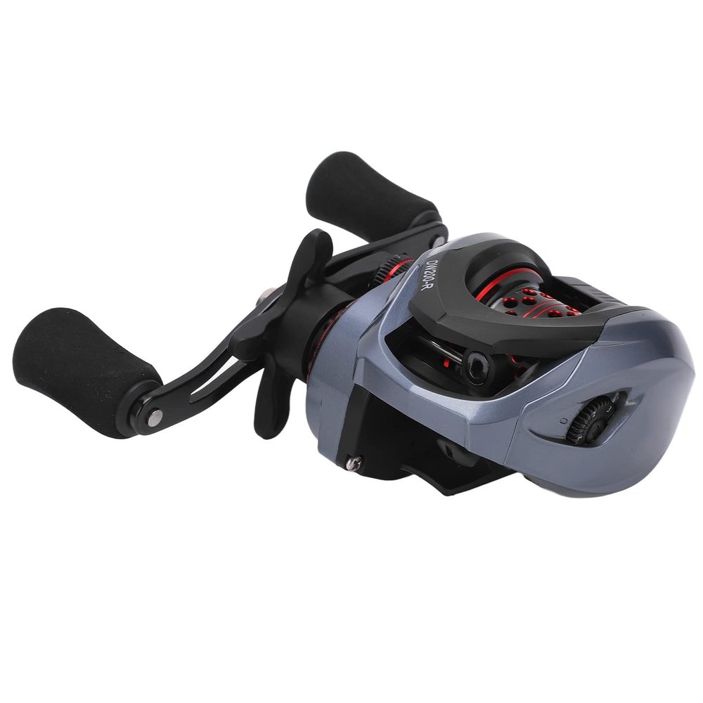 7.2:1 Baitcasting Reel, Red Double Braking System Baitcasting Reel Long Throw Accurate for Outdoor Right Hand
