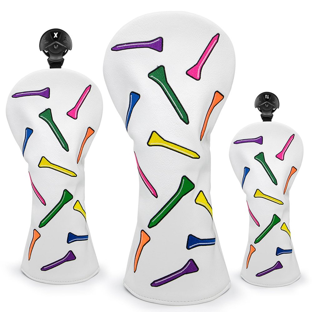 Golf Club Covers Colorful Tee Driver Cover Fairway Wood Headcover Hybrid Cover Leather 3 Wood Headcovers Mallet Putter Headcover Blade Putter Cover for Odyssey Scotty Cameron Taylormade