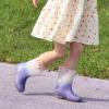 EUXTERPA Girls Glitter Light Up Waterproof Rain Boots Toddler Kids Rainbow Boots with Easy On Handles, Purple Gradient, Big Kid Size 3 view 2