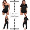 SWOMOG Womens Silk Satin Pajamas Sets 4pcs Sleepwear Sexy Cami Shorts Set and Button Down Short Sleeve Pjs Loungewear Solid Color Black Small view 2