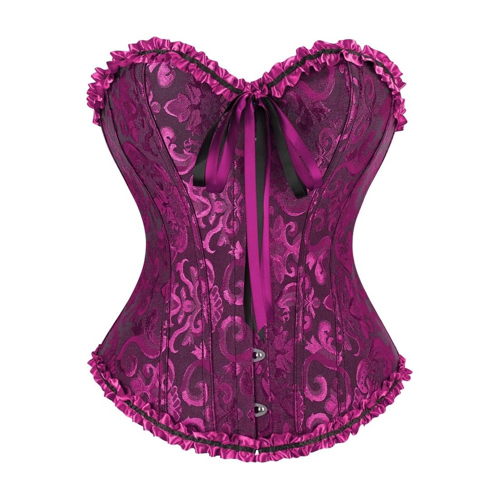 frawirshau Corsets for Women Lace Up Overbust Corset Top Plus Size Renaissance Corset Black Rose 4XL