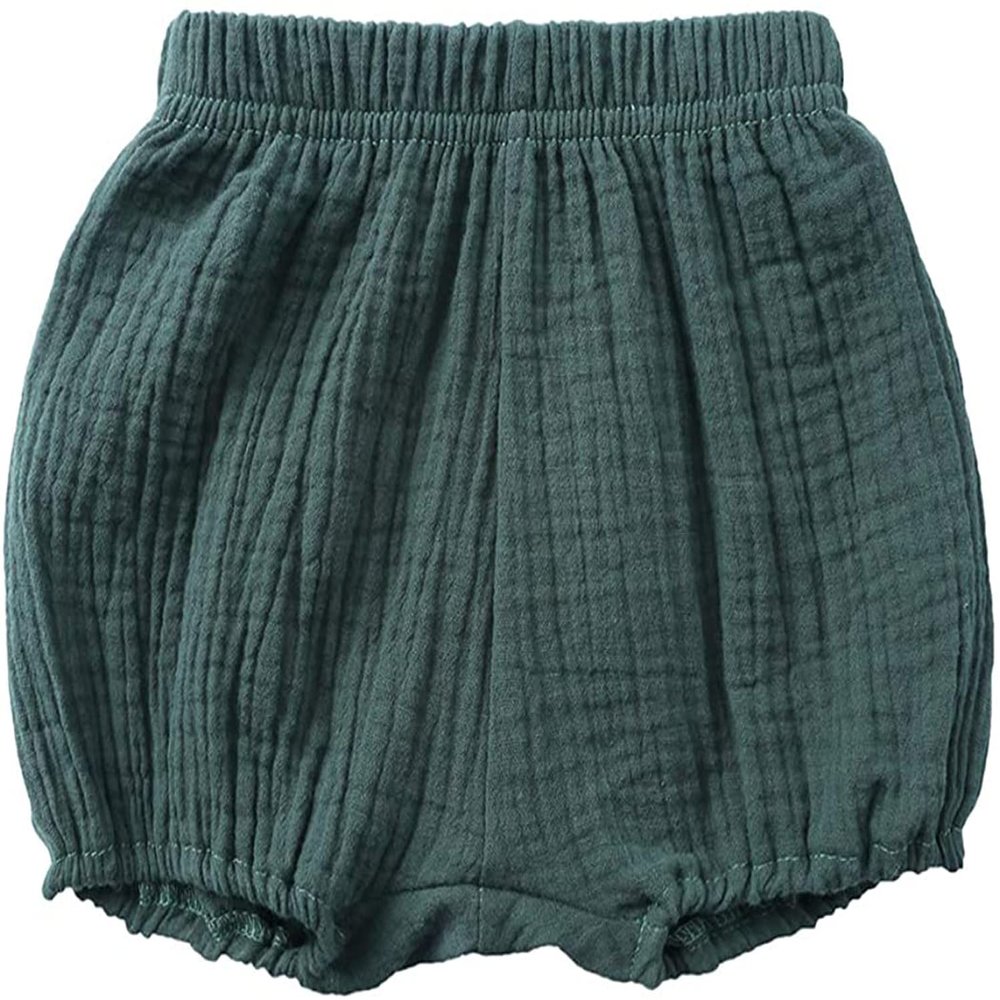 EISHOW Infant Baby Soft Ruffle Shorts Bloomers Toddler Boy Girl Solid Cotton Linen Blend Basic Bottom Cute Loose Harem Shorts (3-4 Years, D-Green)