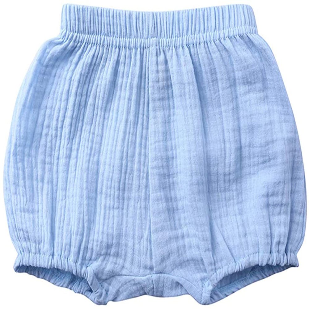 EISHOW Infant Baby Soft Ruffle Shorts Bloomers Toddler Boy Girl Solid Cotton Linen Blend Basic Bottom Cute Loose Harem Shorts (2-3 Years, D-Blue)