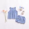 EISHOW Infant Baby Soft Ruffle Shorts Bloomers Toddler Boy Girl Solid Cotton Linen Blend Basic Bottom Cute Loose Harem Shorts (2-3 Years, D-Blue) view 2