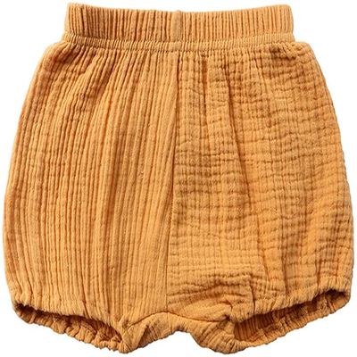 EISHOW Infant Baby Soft Ruffle Shorts Bloomers Toddler Boy Girl Solid Cotton Linen Blend Basic Bottom Cute Loose Harem Shorts (2-3 Years, D-Yellow)