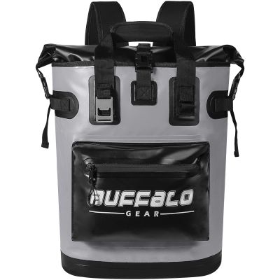 Buffalo Gear Cooler Backpack,18L Leakproof Cooler Bag Insulated Cooler for Picnic Beach Camping Hiking Park Fishing (Grey)