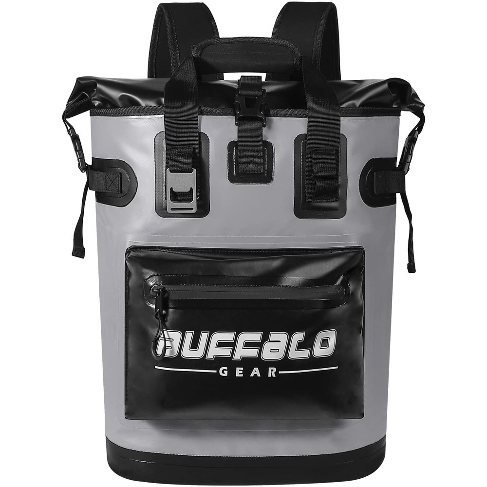 Buffalo Gear Cooler Backpack,18L Leakproof Cooler Bag Insulated Cooler for Picnic Beach Camping Hiking Park Fishing (Grey)