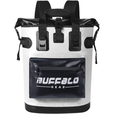 Buffalo Gear Cooler Backpack,18L Leakproof Cooler Bag Insulated Cooler for Picnic Beach Camping Hiking Park Fishing (White)