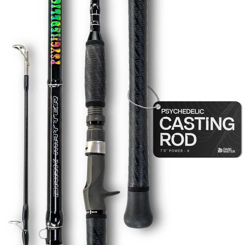 Dark Matter Psychedelic Casting Fishing Rods Medium Heavy Power X - Black - High-Modulus M3 Carbon Nano Baitcaster Rod Saltwater and Freshwater Fishing Rods, 7ft Medium Heavy Baitcasting Rod