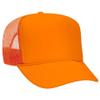Ashen Fane Polyester Foam Front 5 Panel High Crown Mesh Back Trucker Hat, Neon Orange view 1
