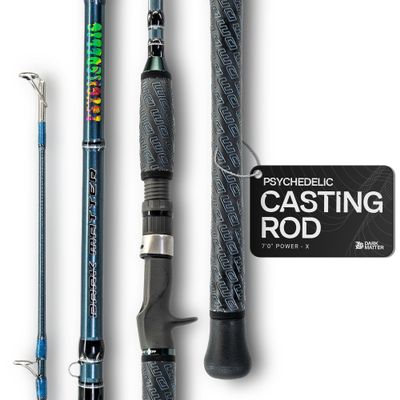 Dark Matter Psychedelic Casting Fishing Rods Medium Heavy Power X - Gunmetal - High-Modulus M3 Carbon Nano Baitcaster Rod Saltwater and Freshwater Fishing Rods, 7ft Medium Heavy Baitcasting Rod