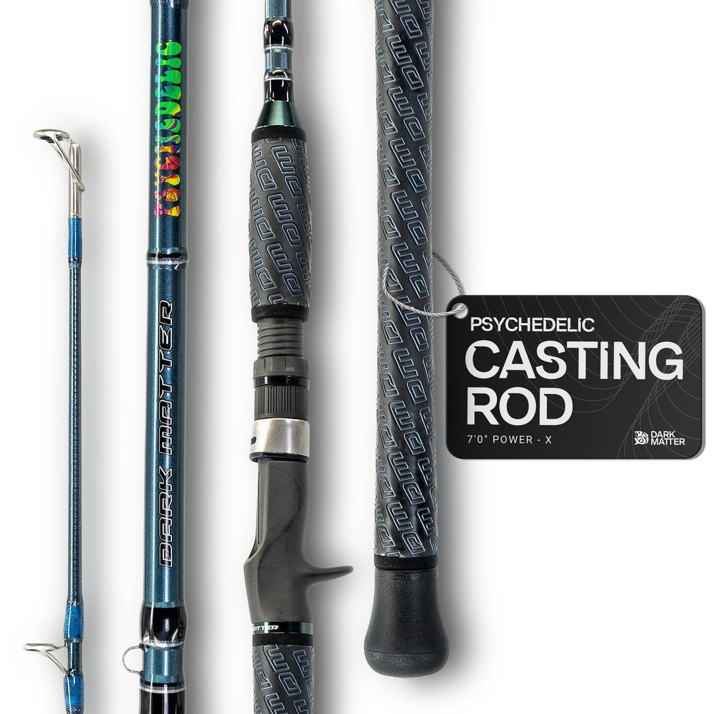 Dark Matter Psychedelic Casting Fishing Rods Medium Heavy Power X - Gunmetal - High-Modulus M3 Carbon Nano Baitcaster Rod Saltwater and Freshwater Fishing Rods, 7ft Medium Heavy Baitcasting Rod