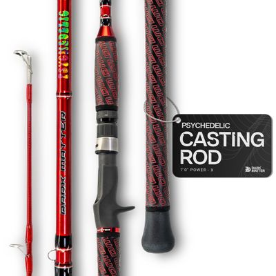 Dark Matter Psychedelic Casting Fishing Rods Medium Heavy Power X - Red - High-Modulus M3 Carbon Nano Baitcaster Rod Saltwater and Freshwater Fishing Rods, 7ft Medium Heavy Baitcasting Rod