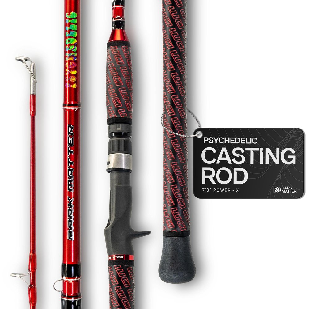 Dark Matter Psychedelic Casting Fishing Rods Medium Heavy Power X - Red - High-Modulus M3 Carbon Nano Baitcaster Rod Saltwater and Freshwater Fishing Rods, 7ft Medium Heavy Baitcasting Rod