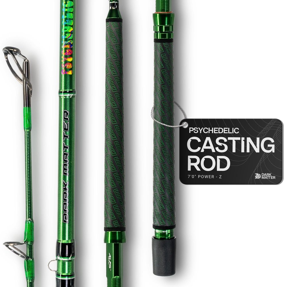 Dark Matter Psychedelic Casting Fishing Rods Medium Heavy Power Z - Green - High-Modulus M3 Carbon Nano Baitcaster Rod Saltwater and Freshwater Fishing Rods, 7ft Medium Heavy Baitcasting Rod