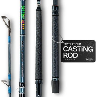 Dark Matter Psychedelic Casting Fishing Rods Medium Heavy Power Z - Gunmetal - High-Modulus M3 Carbon Nano Baitcaster Rod Saltwater and Freshwater Fishing Rods, 7ft Medium Heavy Baitcasting Rod