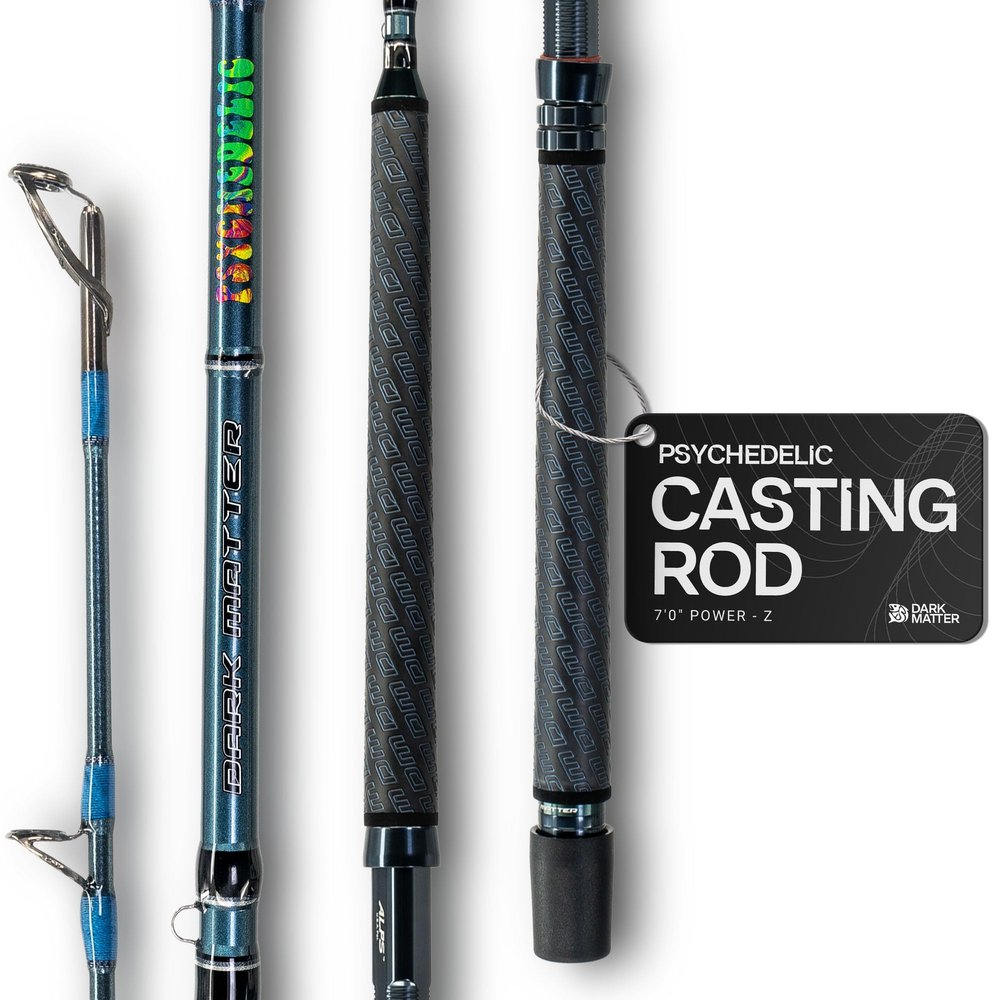 Dark Matter Psychedelic Casting Fishing Rods Medium Heavy Power Z - Gunmetal - High-Modulus M3 Carbon Nano Baitcaster Rod Saltwater and Freshwater Fishing Rods, 7ft Medium Heavy Baitcasting Rod