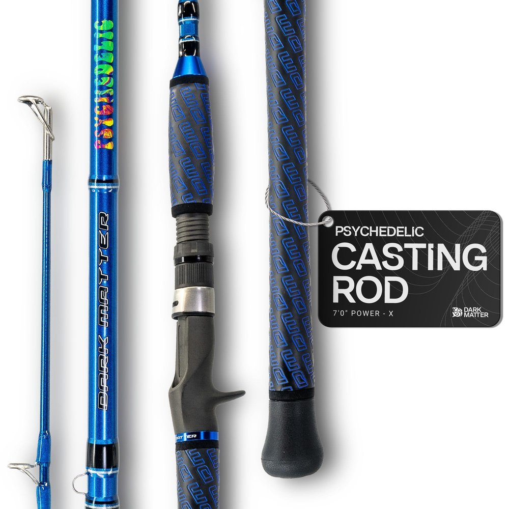 Dark Matter Psychedelic Casting Fishing Rods Medium Heavy Power X - Blue - High-Modulus M3 Carbon Nano Baitcaster Rod Saltwater and Freshwater Fishing Rods, 7ft Medium Heavy Baitcasting Rod