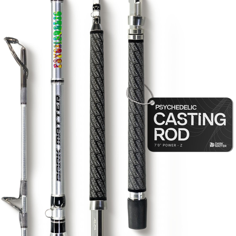 Dark Matter Psychedelic Casting Fishing Rods Medium Heavy Power Z - Silver - High-Modulus M3 Carbon Nano Baitcaster Rod Saltwater and Freshwater Fishing Rods, 7ft Medium Heavy Baitcasting Rod
