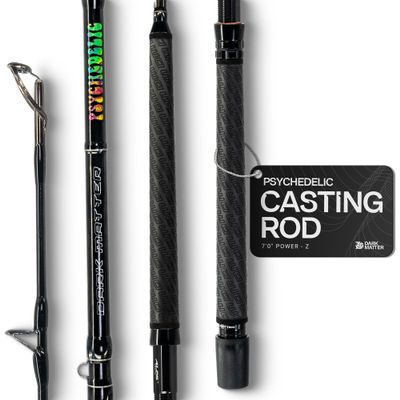 Dark Matter Psychedelic Casting Fishing Rods Medium Heavy Power Z - Black - High-Modulus M3 Carbon Nano Baitcaster Rod Saltwater and Freshwater Fishing Rods, 7ft Medium Heavy Baitcasting Rod
