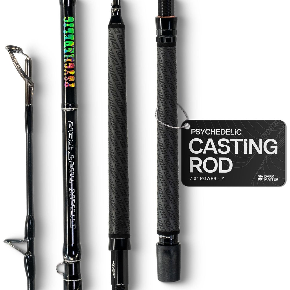 Dark Matter Psychedelic Casting Fishing Rods Medium Heavy Power Z - Black - High-Modulus M3 Carbon Nano Baitcaster Rod Saltwater and Freshwater Fishing Rods, 7ft Medium Heavy Baitcasting Rod
