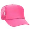 Ashen Fane Polyester Foam Front 5 Panel High Crown Mesh Back Trucker Hat, Neon Pink view 1