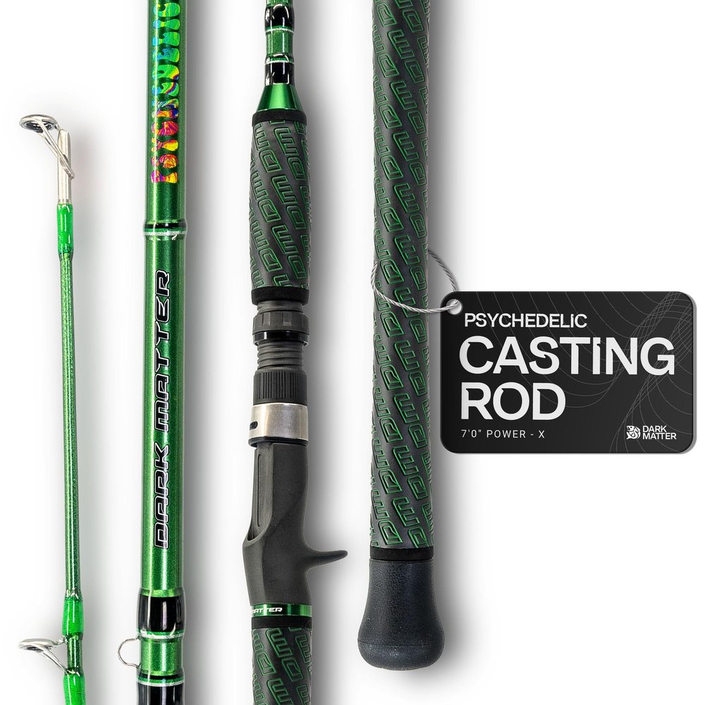 Dark Matter Psychedelic Casting Fishing Rods Medium Heavy Power X - Green - High-Modulus M3 Carbon Nano Baitcaster Rod Saltwater and Freshwater Fishing Rods, 7ft Medium Heavy Baitcasting Rod