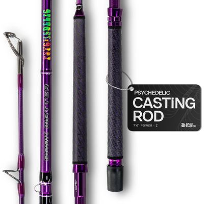 Dark Matter Psychedelic Casting Fishing Rods Medium Heavy Power Z - Purple - High-Modulus M3 Carbon Nano Baitcaster Rod Saltwater and Freshwater Fishing Rods, 7ft Medium Heavy Baitcasting Rod