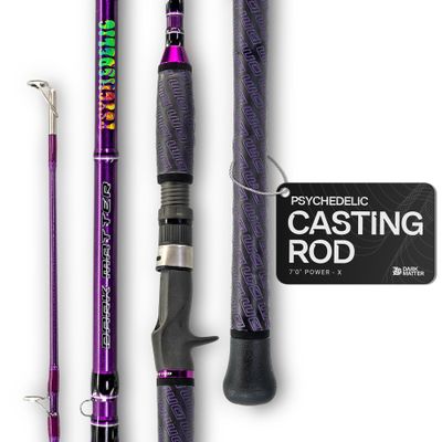 Dark Matter Psychedelic Casting Fishing Rods Medium Heavy Power X - Purple - High-Modulus M3 Carbon Nano Baitcaster Rod Saltwater and Freshwater Fishing Rods, 7ft Medium Heavy Baitcasting Rod