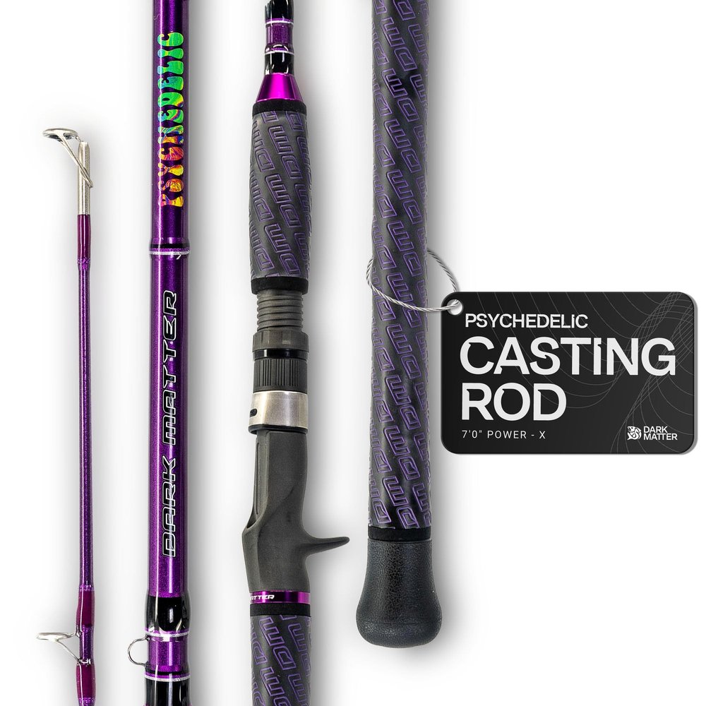 Dark Matter Psychedelic Casting Fishing Rods Medium Heavy Power X - Purple - High-Modulus M3 Carbon Nano Baitcaster Rod Saltwater and Freshwater Fishing Rods, 7ft Medium Heavy Baitcasting Rod