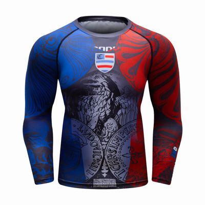Red Plume Men Cool Dry 3D Digital Printing Compression Long Sleeve Base Layer Shirts, Sports& Fitness Tee (Colorful, L)