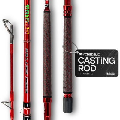 Dark Matter Psychedelic Casting Fishing Rods Medium Heavy Power Z - Red - High-Modulus M3 Carbon Nano Baitcaster Rod Saltwater and Freshwater Fishing Rods, 7ft Medium Heavy Baitcasting Rod