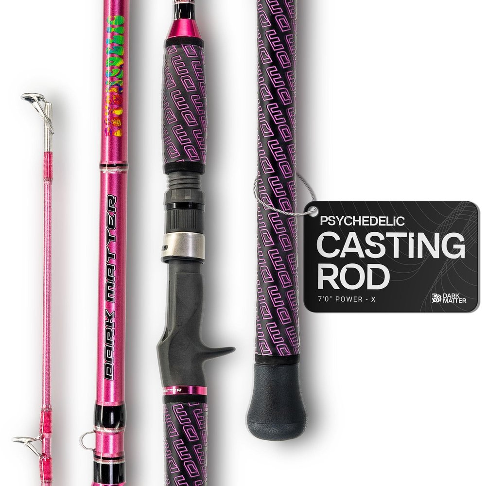 Dark Matter Psychedelic Casting Fishing Rods Medium Heavy Power X - Pink - High-Modulus M3 Carbon Nano Baitcaster Rod Saltwater and Freshwater Fishing Rods, 7ft Medium Heavy Baitcasting Rod