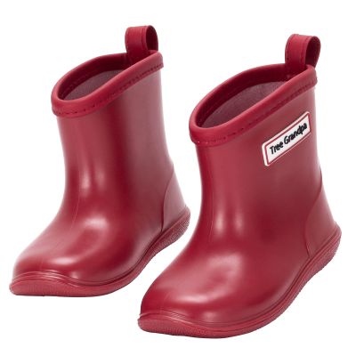 NQTOER Toddler Kids Rain Boots for Boys Girls Easy-on Lightweight Waterproof Rainboots Baby Dark Red