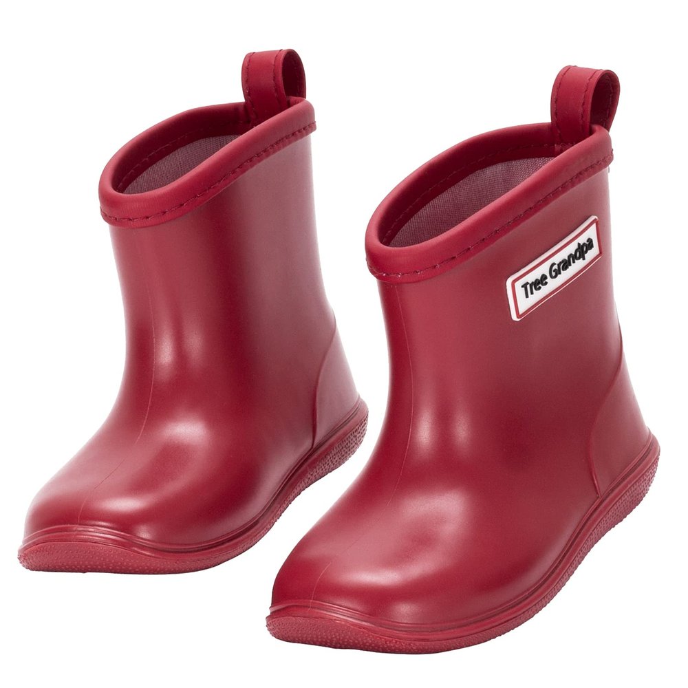 NQTOER Toddler Kids Rain Boots for Boys Girls Easy-on Lightweight Waterproof Rainboots Baby Dark Red