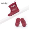 NQTOER Toddler Kids Rain Boots for Boys Girls Easy-on Lightweight Waterproof Rainboots Baby Dark Red view 2