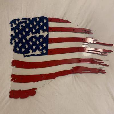 USA Tattered Battle Flag (Layered Plaque) (18" Length)