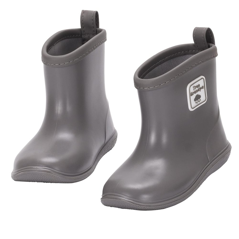 NQTOER Toddler Kids Rain Boots for Boys Girls Easy-on Lightweight Waterproof Rainboots Baby Dark Gray