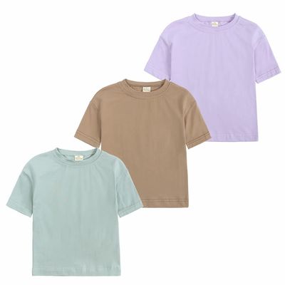 3 Pack Littie Kids Short Sleeve T-Shirt Crew Neck Solid Color Cotton Tee Tops Toddler Boys Girls Summer Clothes