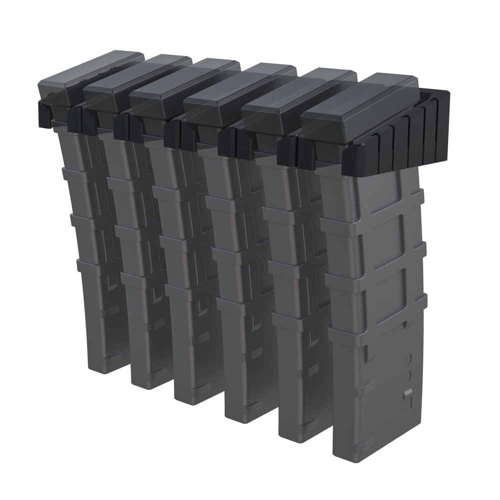 MIND&ACTION AR Magazine Holders,Detachable Mag Holders PMAG Wall Mount Gun Safes Gun Cabinet Organization Solution (Black 6x Mag Holders)